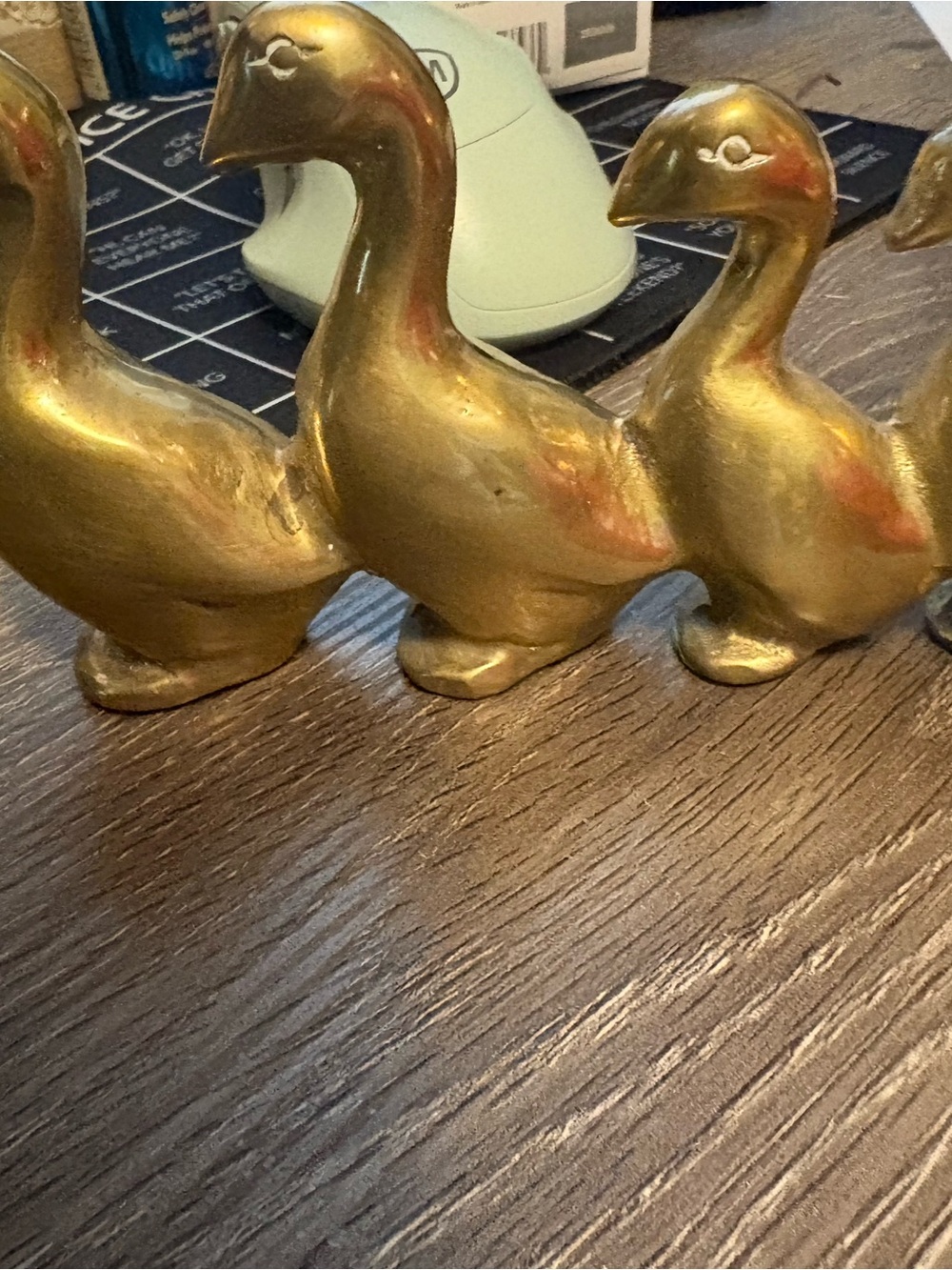 Brass Duck Figurine Set - Gold Decorative Home Accent